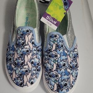 Disney Stitch Kids Slip-On Sneakers - Blue and Silver